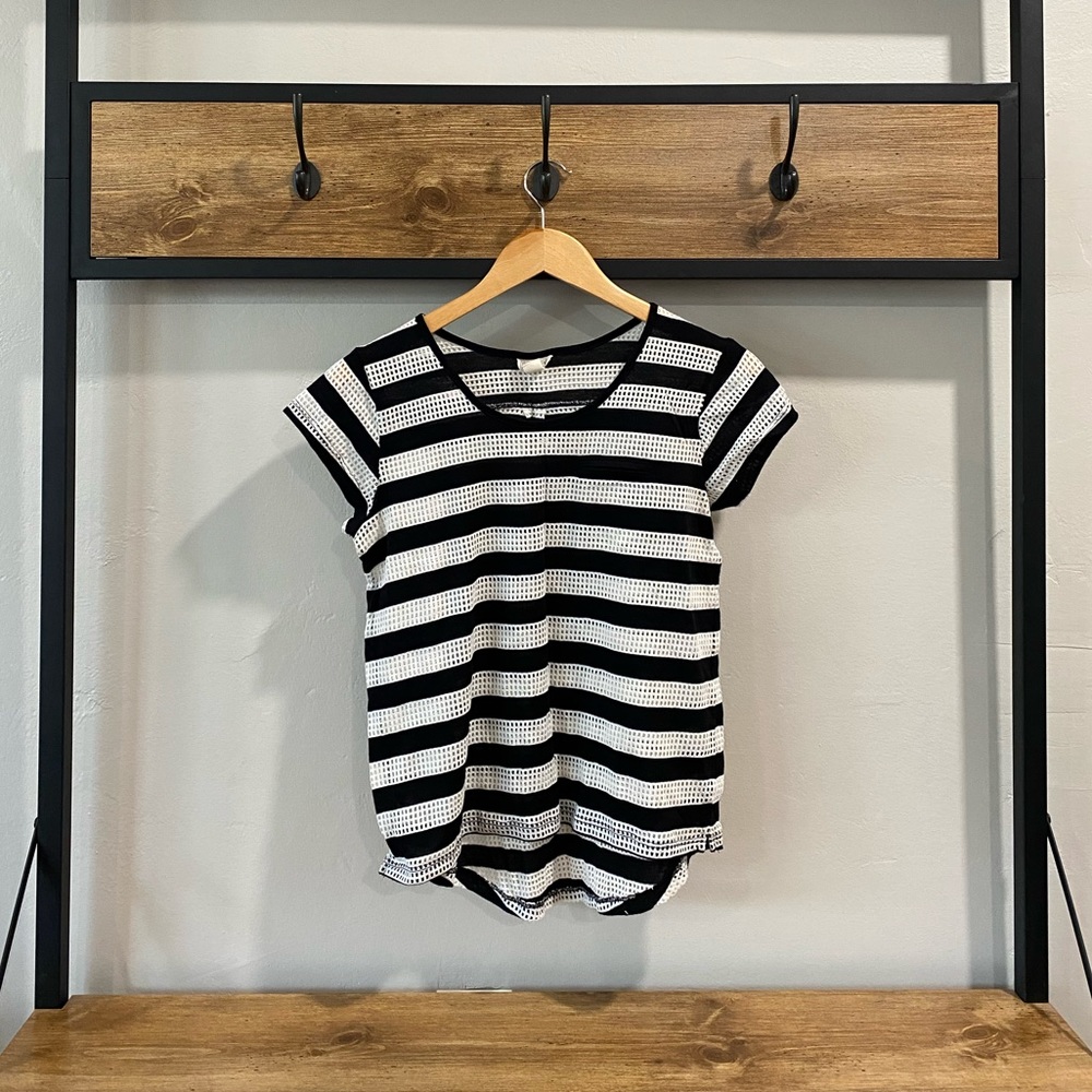 Black & White Stripe Perforated Tee